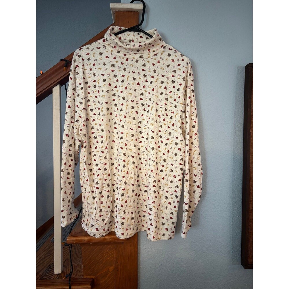 Fashion bug vtg 18/20 fall turtleneck shirt autumn Thanksgiving leaves